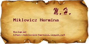 Miklovicz Hermina névjegykártya